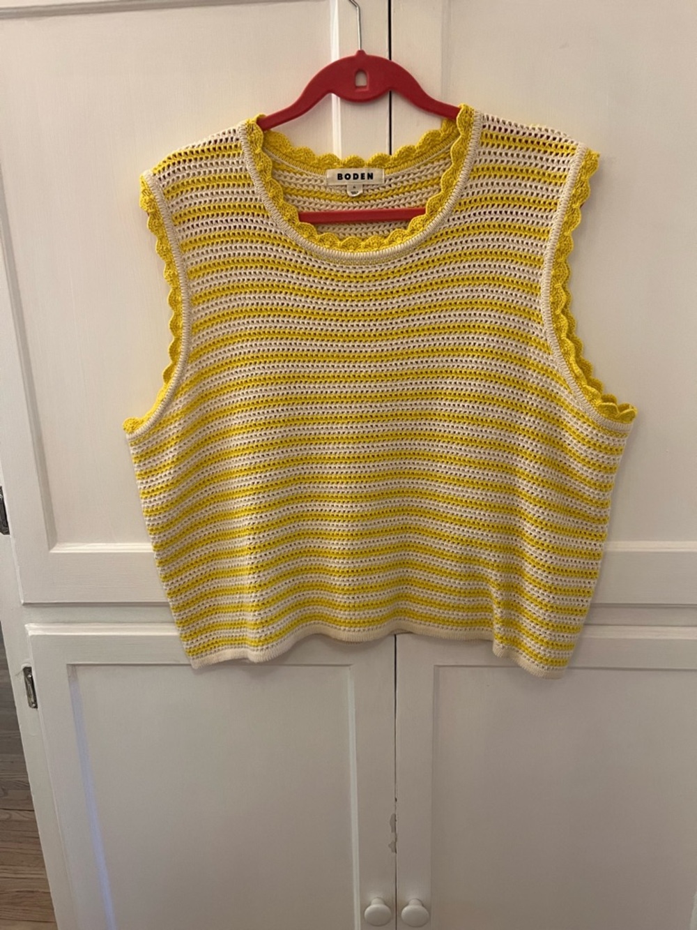Boden Yellow and White Crochet Tank Top